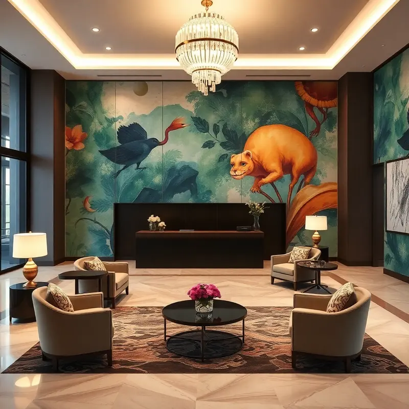 Hôtel avec papier peint personnalisé