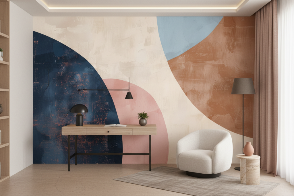 Formes Géométriques Abstraites aux Tons Pastel et Terracotta - Bureau