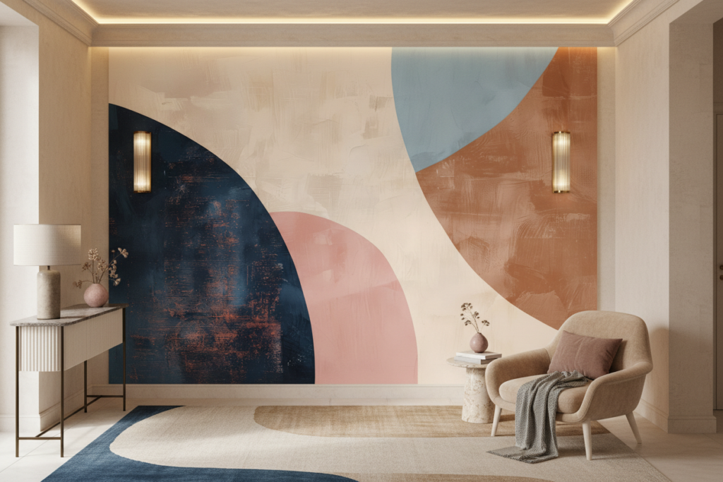 Formes Géométriques Abstraites aux Tons Pastel et Terracotta - Entrée