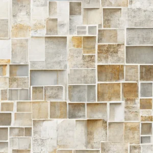 Papier peint 3D effet cubes géométriques texture pierre beige