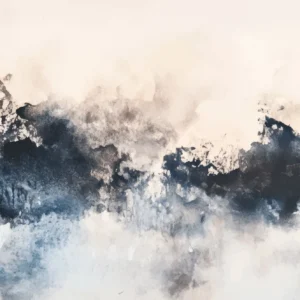 Papier Peint Abstrait Aquarelle Bleu et Beige Nuages