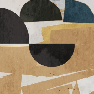 Papier peint abstrait aux formes géométriques terre et bleu