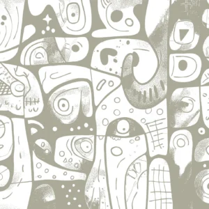 Papier Peint Abstrait Beige et Blanc Style Contemporain Organique