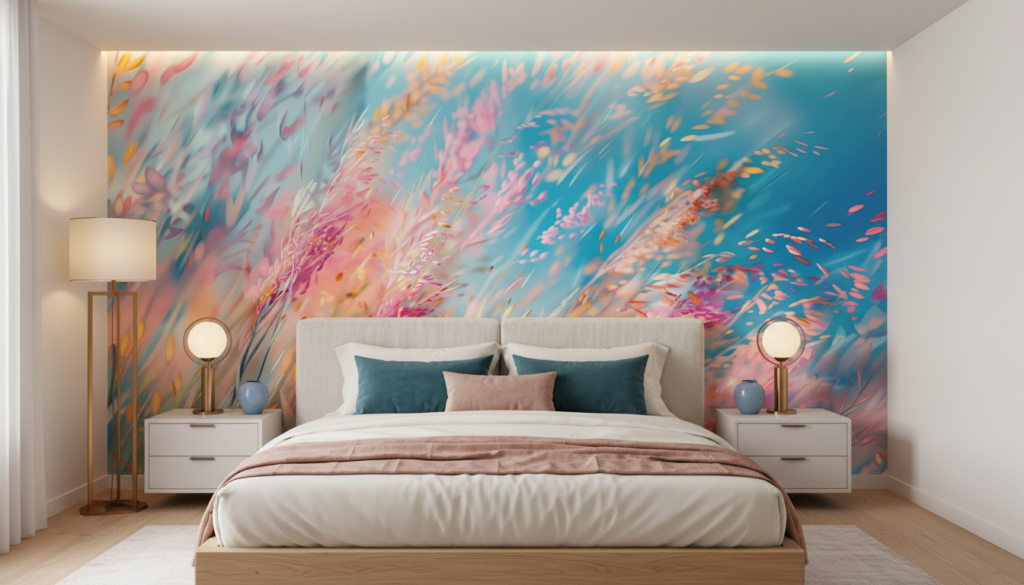 Papier peint abstrait explosion de couleurs arc-en-ciel dynamique - Chambre adulte