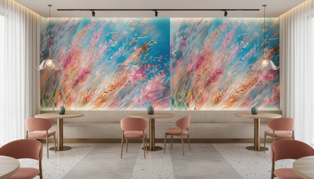 Papier peint abstrait explosion de couleurs arc-en-ciel dynamique - Restaurant