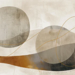 Papier Peint Abstrait Formes Géométriques Tons Neutres et Dorés