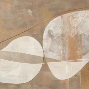 Papier Peint Abstrait Formes Organiques Textures Nuancées Beige Doré