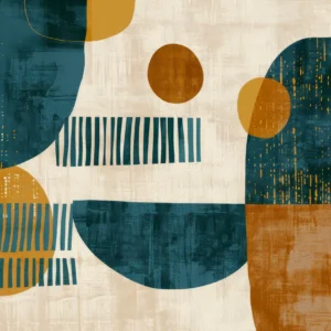 Papier Peint Abstrait Géométrique Bleu Ocre Moderne Contemporain