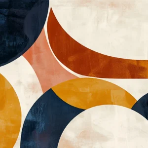 Papier Peint Abstrait Géométrique Cercles Colorés Bleu Orange Jaune