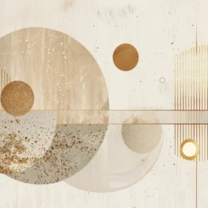 Papier Peint Abstrait Géométrique Doré et Beige Moderne