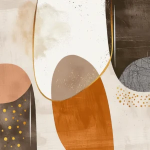 Papier peint abstrait moderne formes géométriques dorées et terracotta