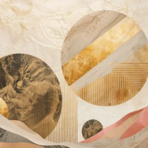 Papier peint abstrait formes géométriques tons chauds ocre terracotta