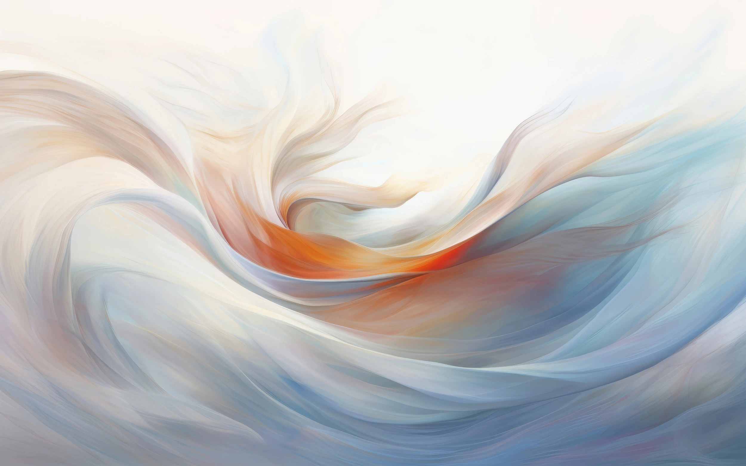 Papier peint abstrait fluide aux nuances bleues et oranges