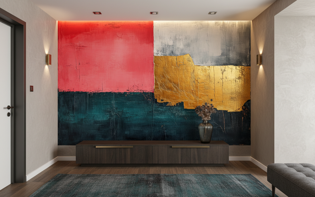 Papier Peint Abstrait Moderne aux Couleurs Vives et Textures - Couloir