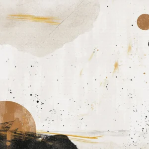 Papier peint abstrait moderne beige doré avec motifs organiques contemporains