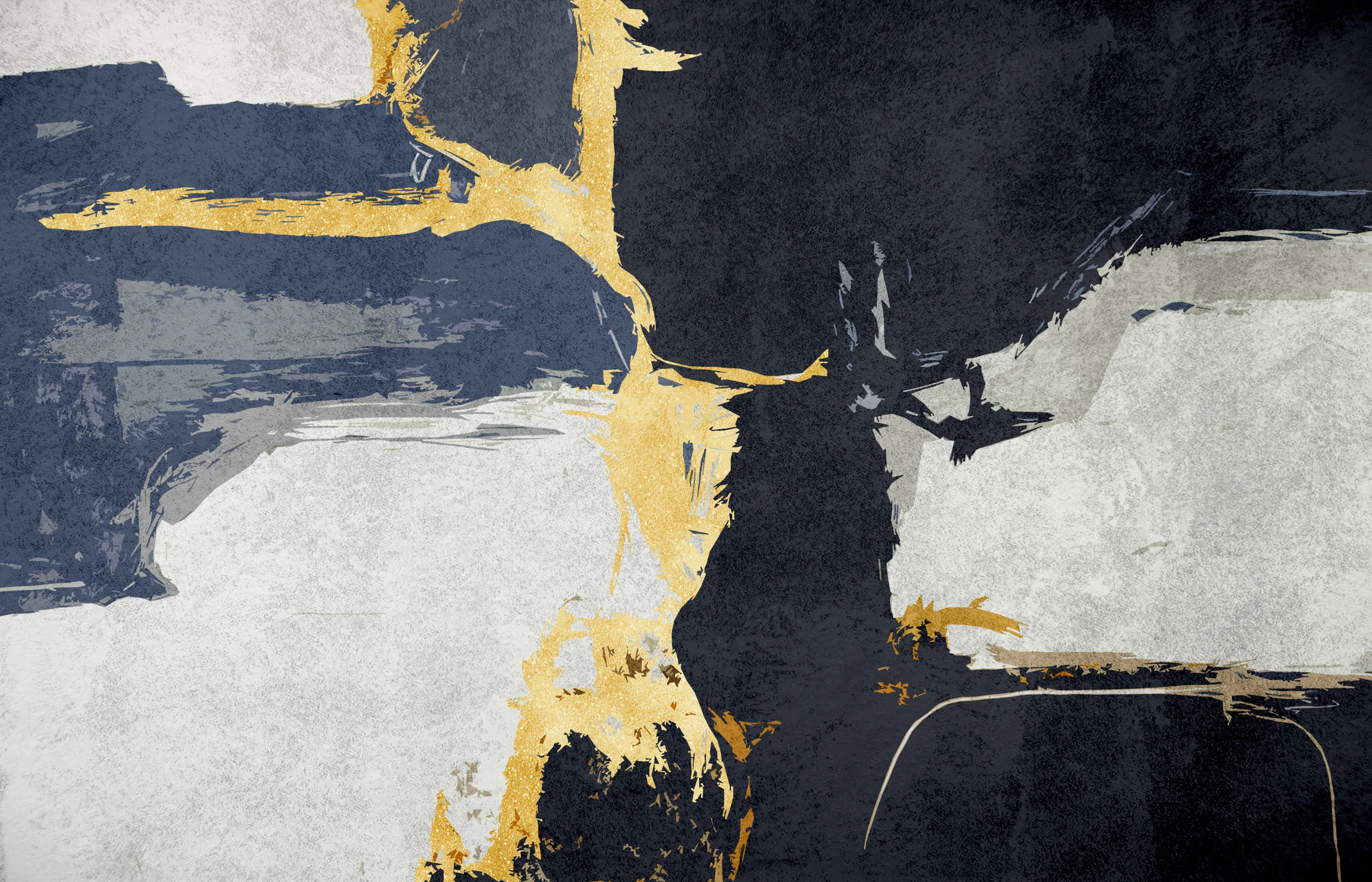 Papier peint abstrait moderne doré bleu marine élégant contemporain