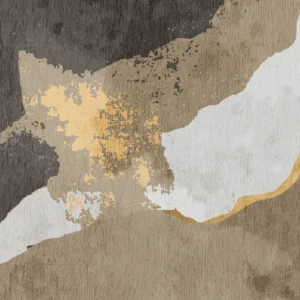 Papier Peint Abstrait Nuances Dorées et Grises Effet Aquarelle