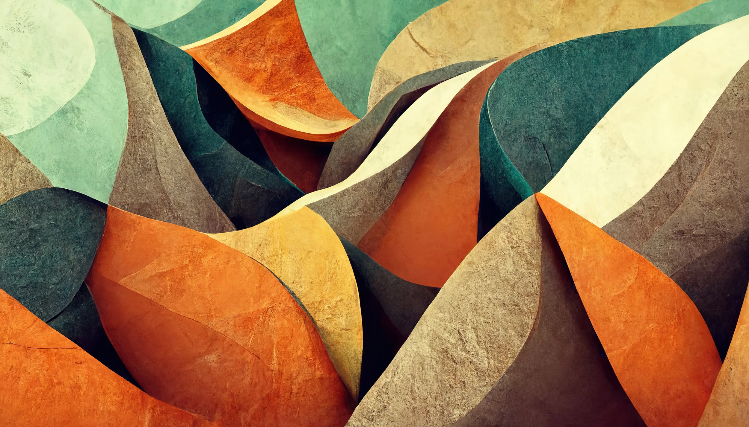 Papier Peint Abstrait Ondulant aux Tons Chauds et Végétaux