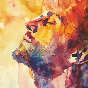 Papier Peint Abstrait Aquarelle Couleurs Chaudes Oranges Violettes