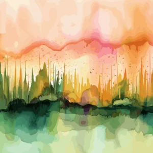 Papier Peint Aquarelle Abstraite Paysage Coloré Dégradé Artistique