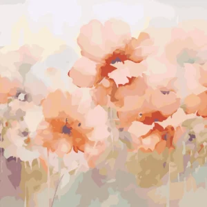 Papier peint aquarelle fleurs oranges et roses style bohème