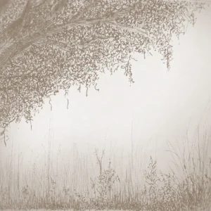 Papier peint arbre saule pleureur esquisse nature romantique