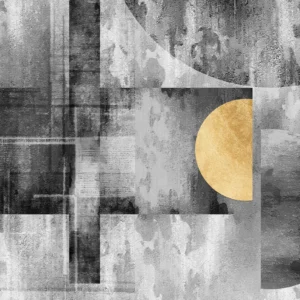 Papier Peint Abstrait Géométrique Doré sur Texture Grunge Industrielle