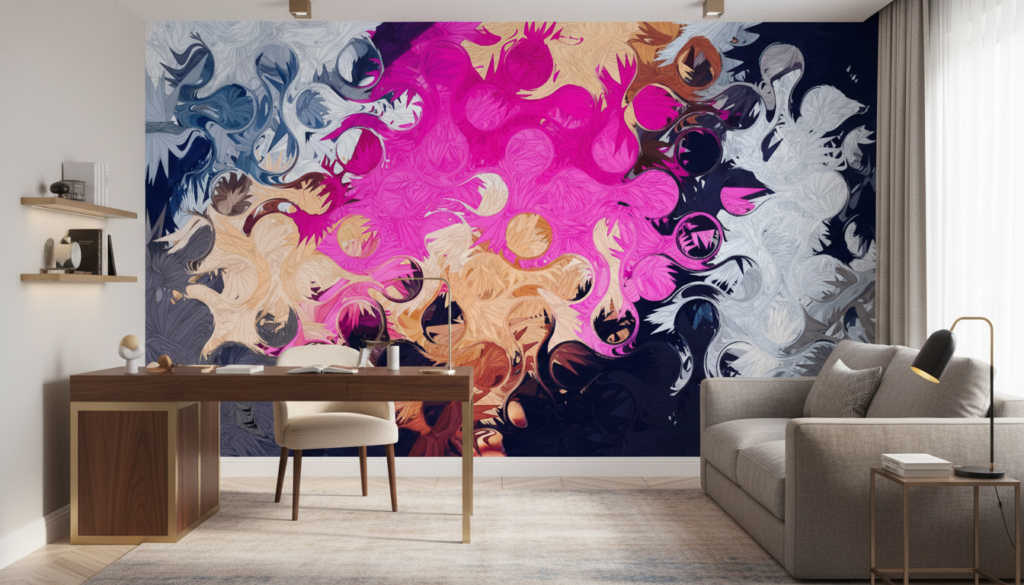 Papier peint artistique explosion de plumes colorées moderne abstrait - Bureau