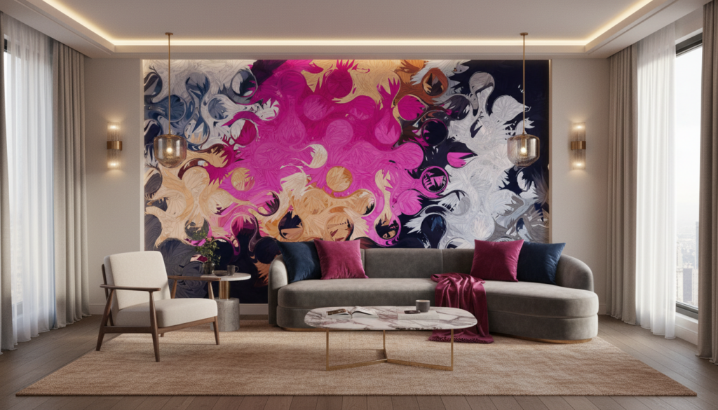 Papier peint artistique explosion de plumes colorées moderne abstrait - Hôtel