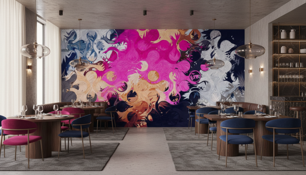 Papier peint artistique explosion de plumes colorées moderne abstrait - Restaurant