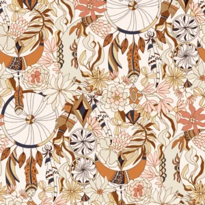 Papier peint bohème aux attrape-rêves et fleurs terracotta vintage