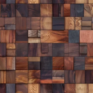 Papier peint carrelage bois naturel effet 3D géométrique