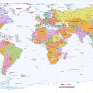 Papier peint carte du monde colorée politique détaillée