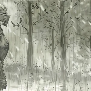 Papier Peint Chevalier Médiéval Forêt Enchantée Monochrome Aventure