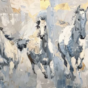 Papier peint chevaux artistiques style peinture à l'huile contemporaine