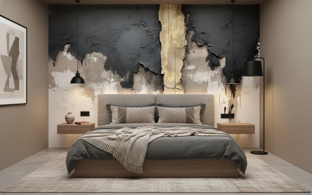 Papier peint effet mur décrépi texture urbaine industrielle vintage - Chambre adulte