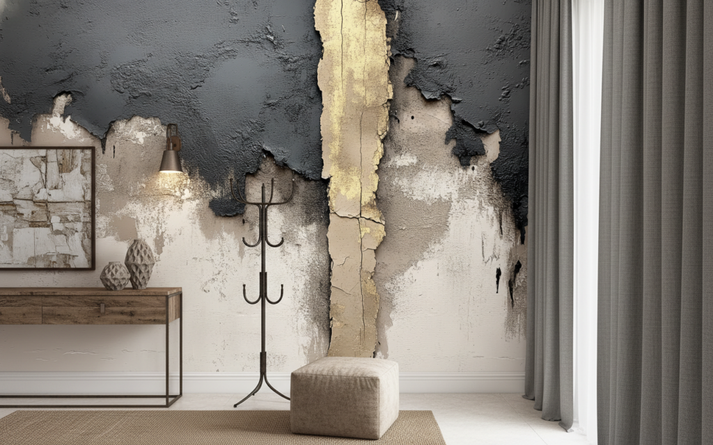 Papier peint effet mur décrépi texture urbaine industrielle vintage - Entrée