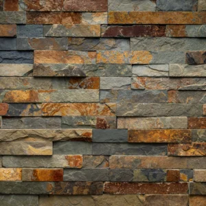 Papier Peint Effet Pierre Naturelle Ardoise et Rouille Texturé