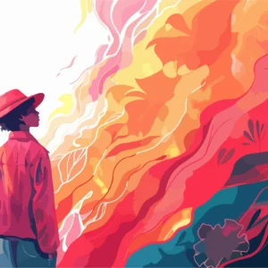 Papier Peint Artistique Flammes Colorées Silhouette Contemporaine Moderne