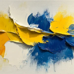 Papier Peint Abstrait Explosion de Couleurs Jaune et Bleu