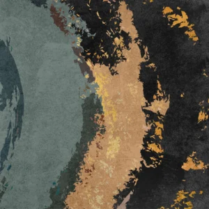 Papier Peint Abstrait Texturé aux Tons Océan et Cuivre