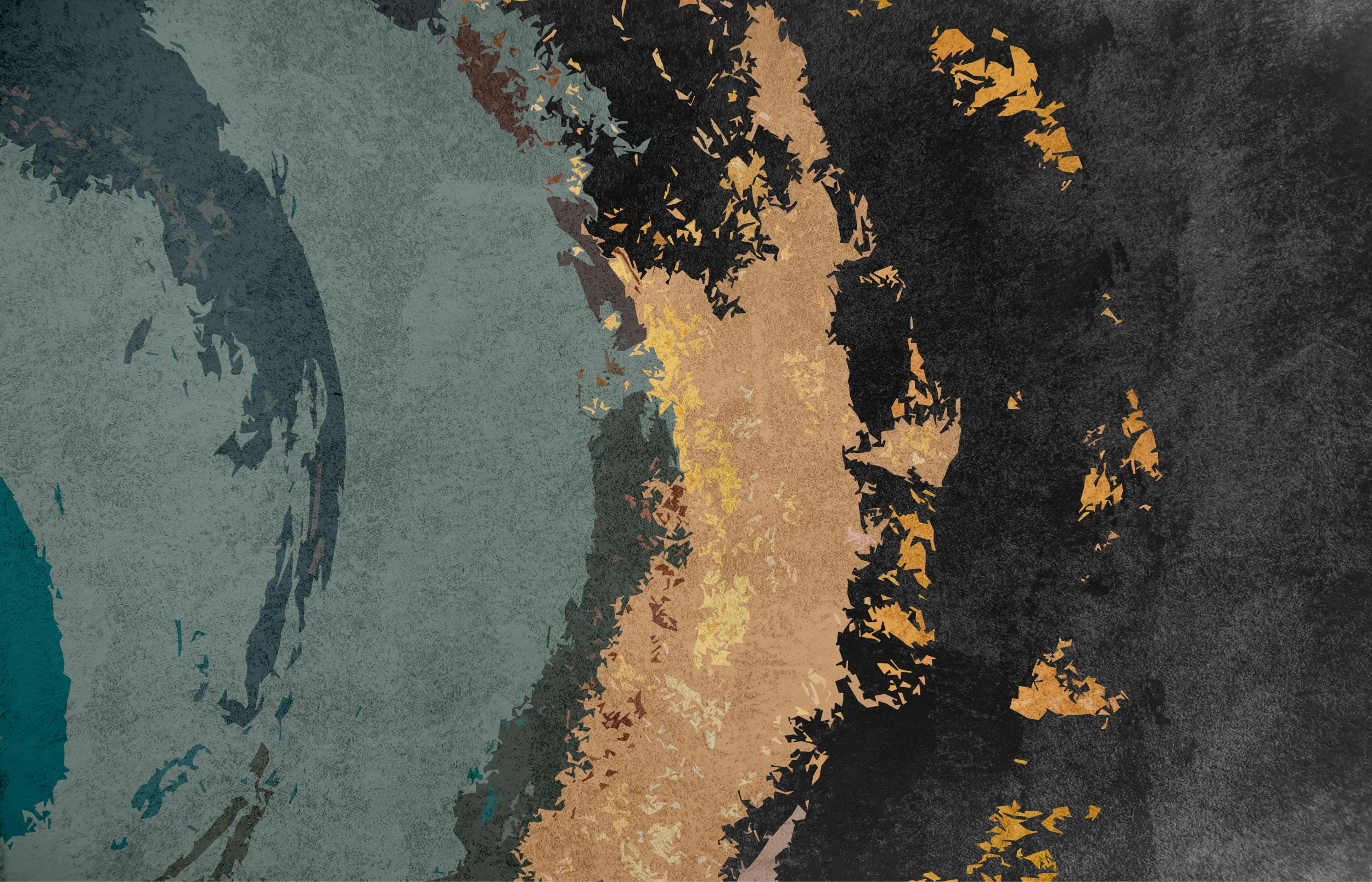 Papier Peint Abstrait Texturé aux Tons Océan et Cuivre