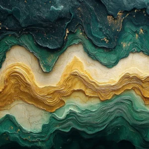 Papier Peint Abstrait Océan et Or Texture Relief