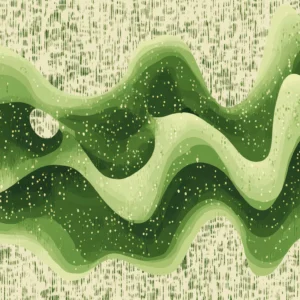 Papier peint vagues ondulantes vertes effet textile naturel