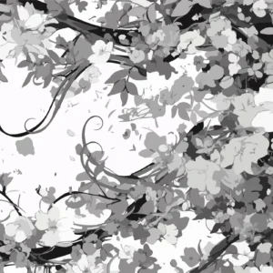 Papier peint floral noir et blanc style vintage romantique