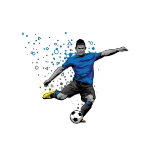 Papier Peint Footballeur Graphique Moderne Bleu et Noir