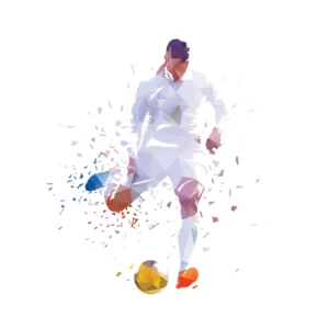Papier Peint Football Polygonal Moderne Sportif Dynamique Blanc
