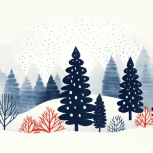 Papier Peint Forêt Hivernale Enneigée Style Scandinave Bleu