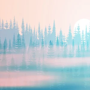 Papier Peint Forêt Nordique Brume Pastel Ambiance Scandinave
