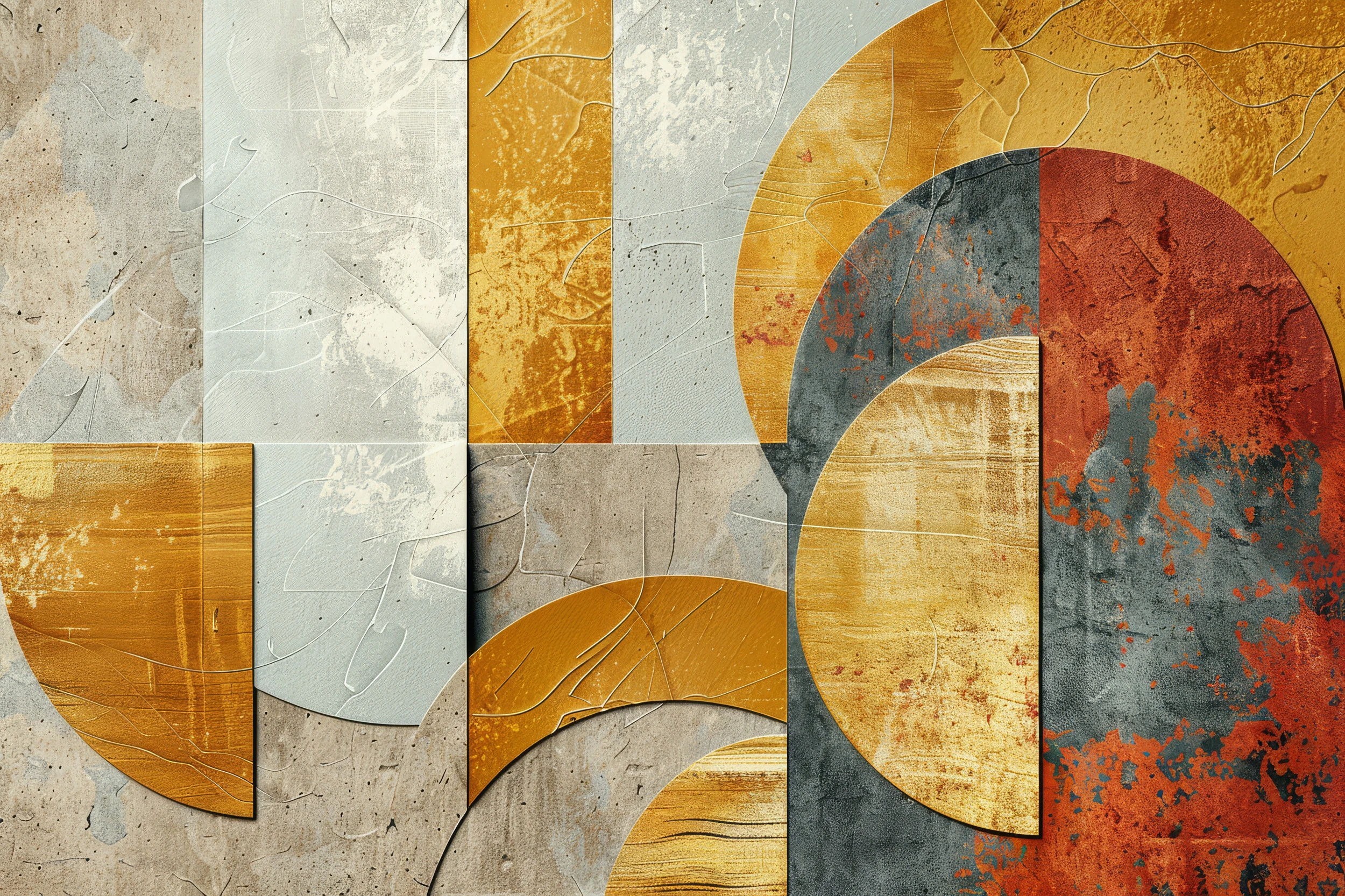 Papier Peint Géométrique Abstract Formes Organiques Textures Industrielles Vintage